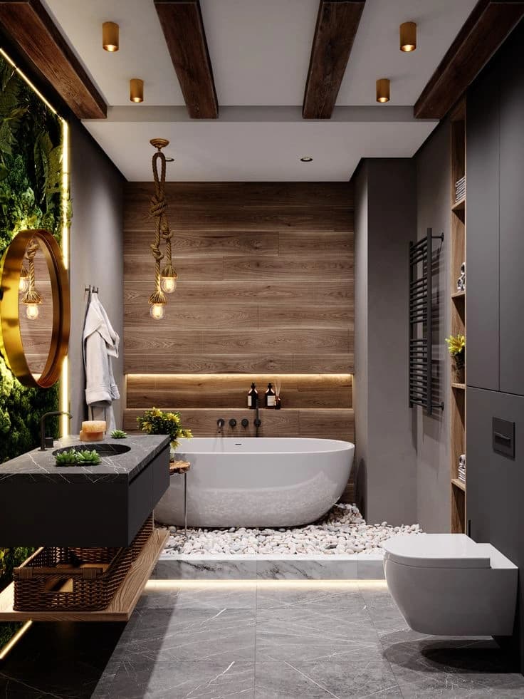 Spa-inspired master bathroom by Stone Works Remodeling in Metro Detroit, MI