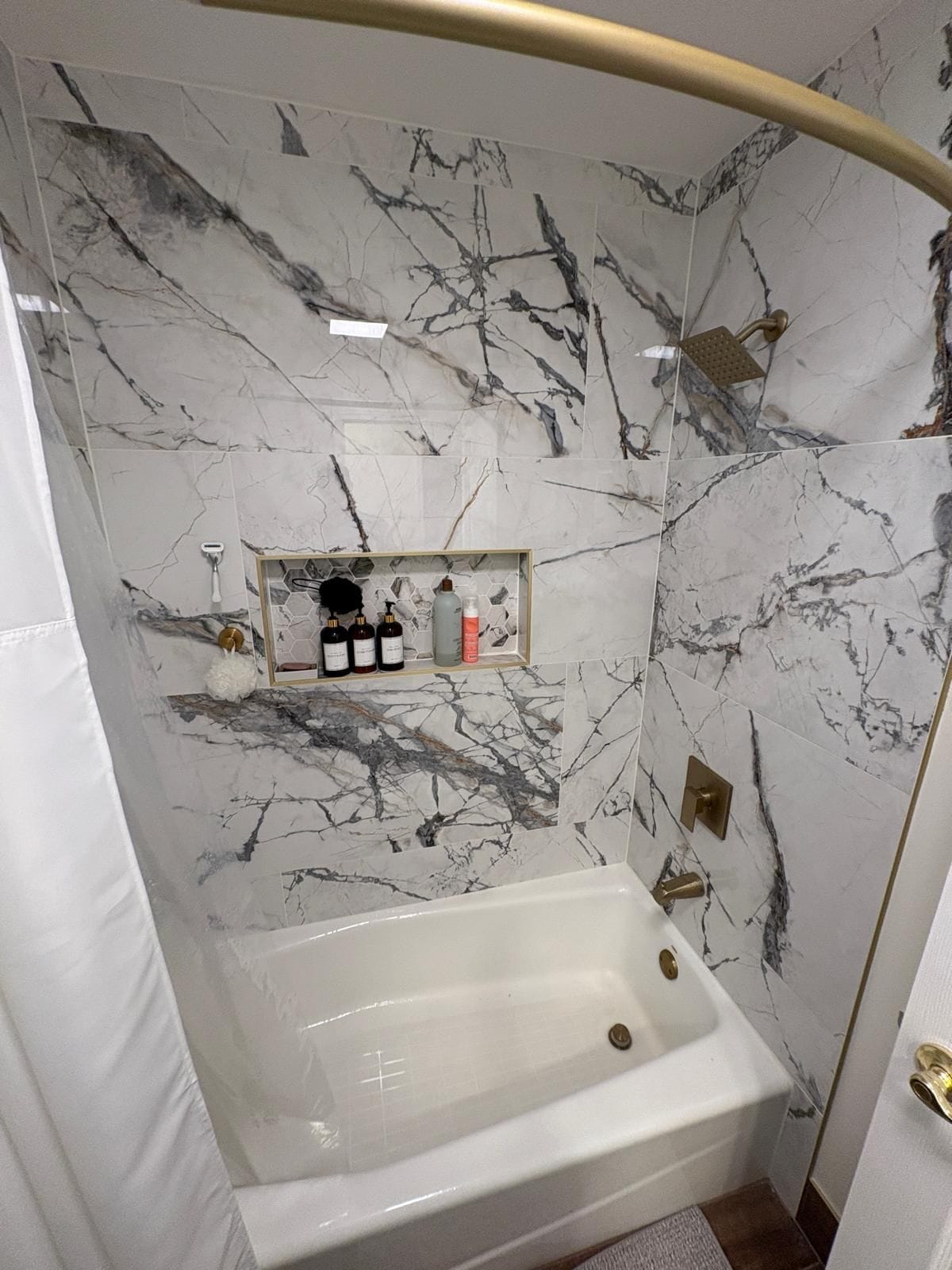 Accessible Shower-tub combo by Stone Works Remodeling in Metro Detroit, MI